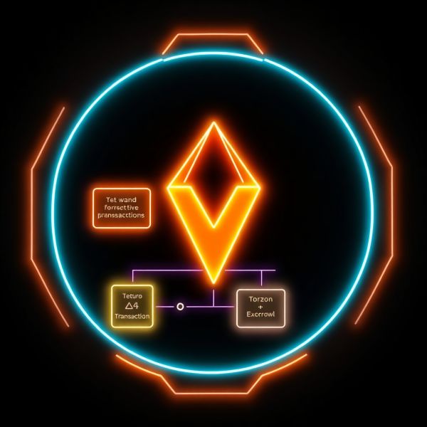 Monero cryptocurrency logo with transaction flow diagram showing the new integration with Torzon's escrow system in neon cyberpunk style